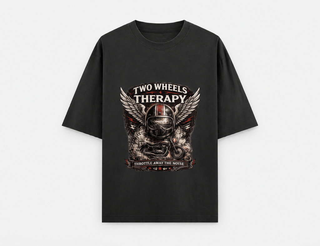 Two Wheels Therapy Motorcycle Oversized T-Shirt