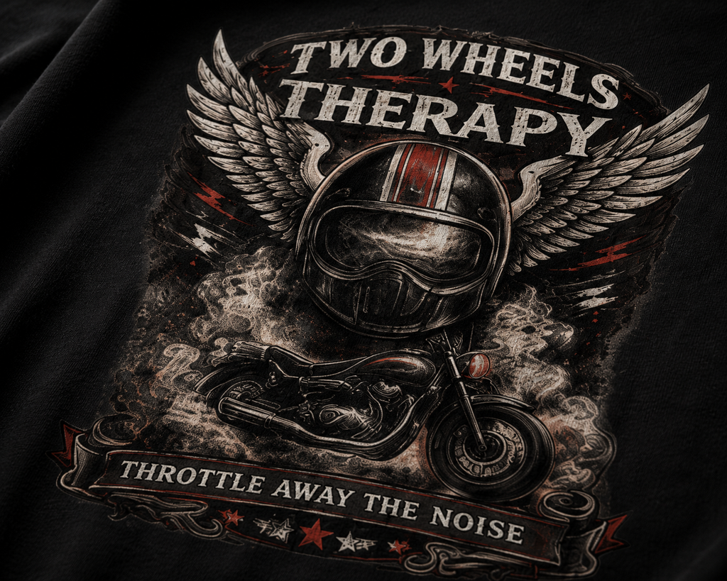 Two Wheels Therapy Motorcycle Oversized T-Shirt