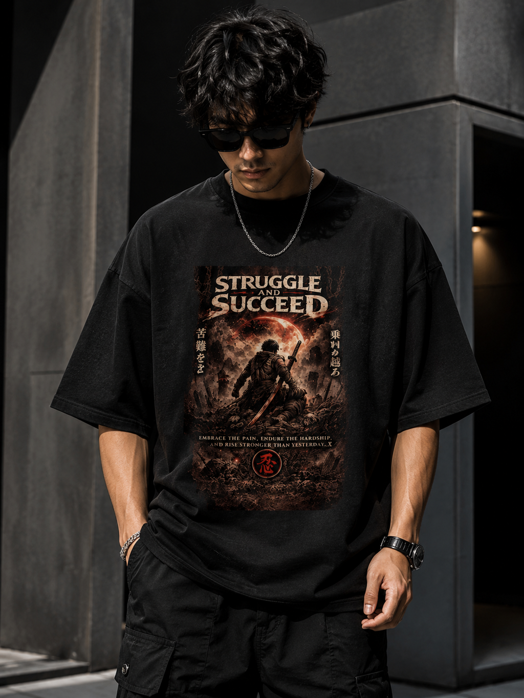 Struggle To Succeed Motivational Oversized T-Shirt