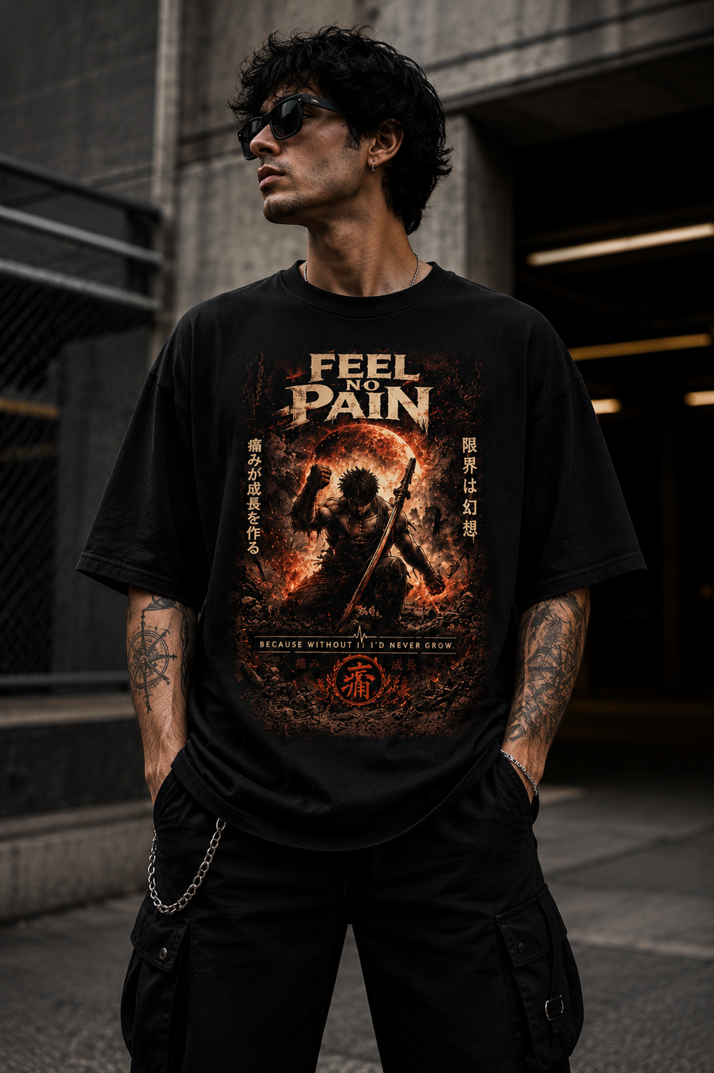 Feel No Pain Gym Motivation Oversized T-Shirt