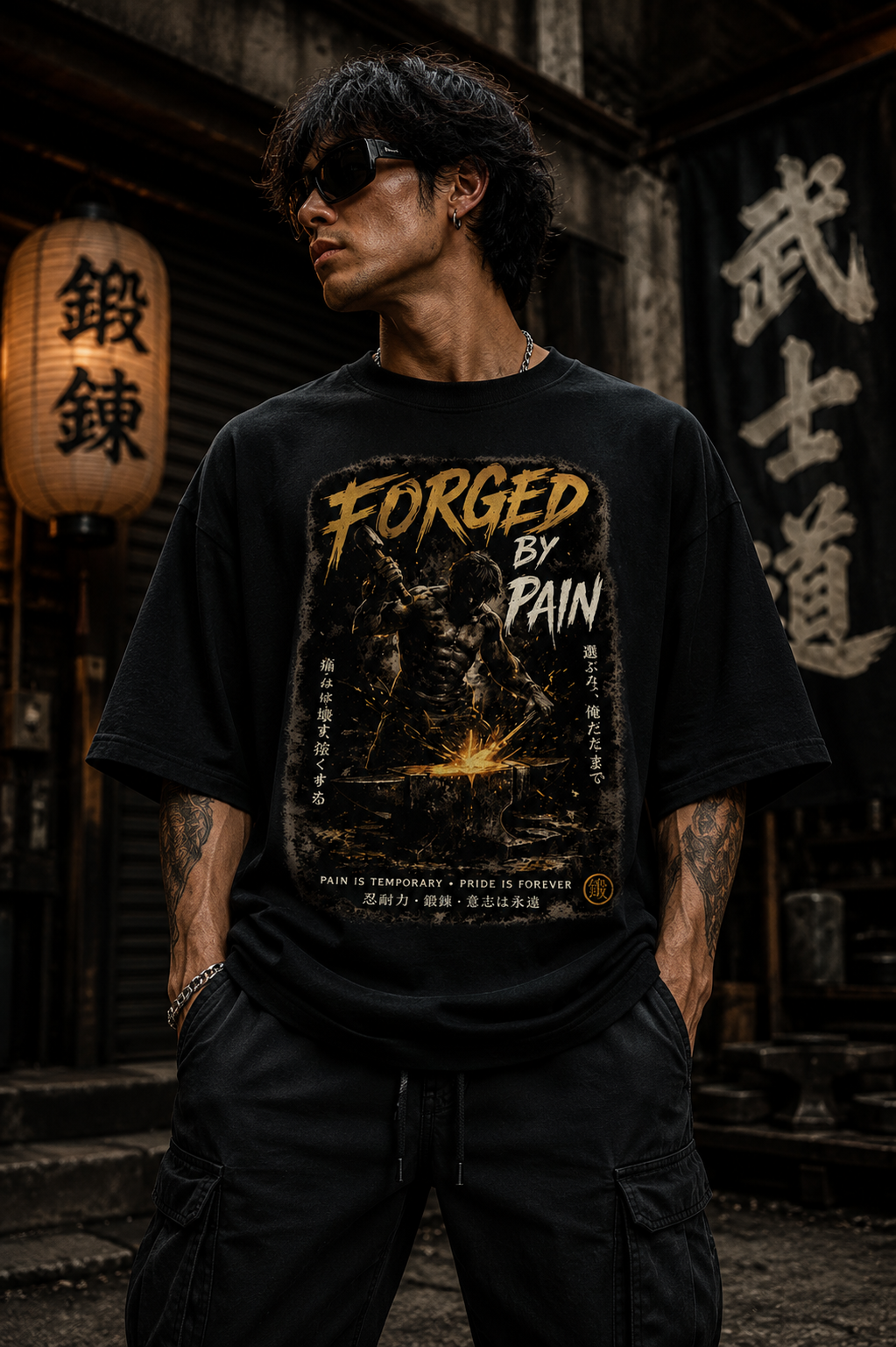 Forged By Pain Motivation Oversized Tee