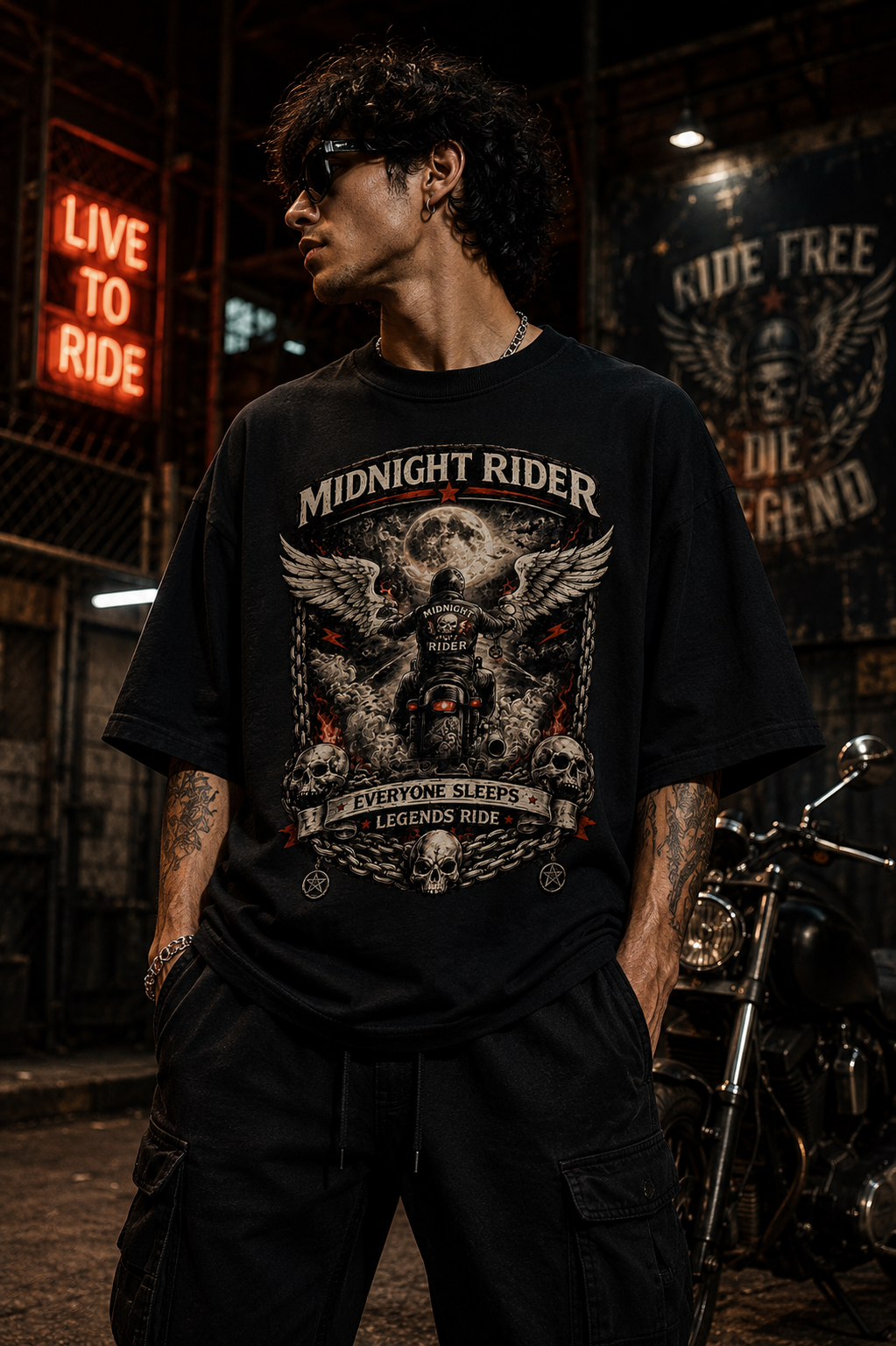 Midnight Rider Biker Oversized T-Shirt