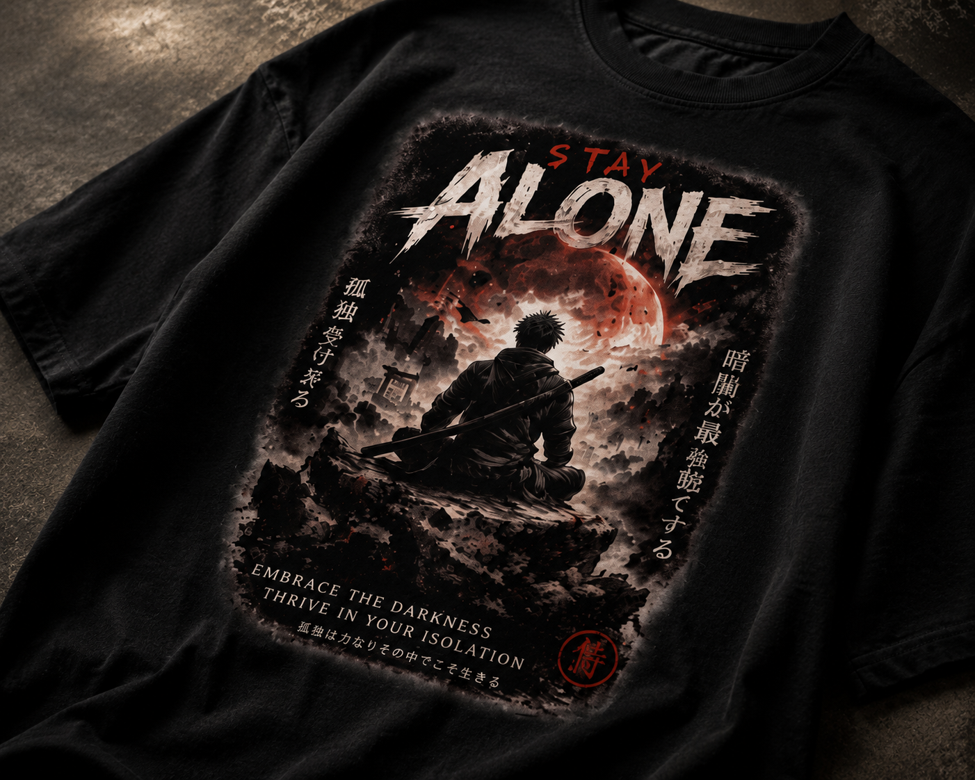 Stay Alone Dark Aesthetic Oversized T-Shirt