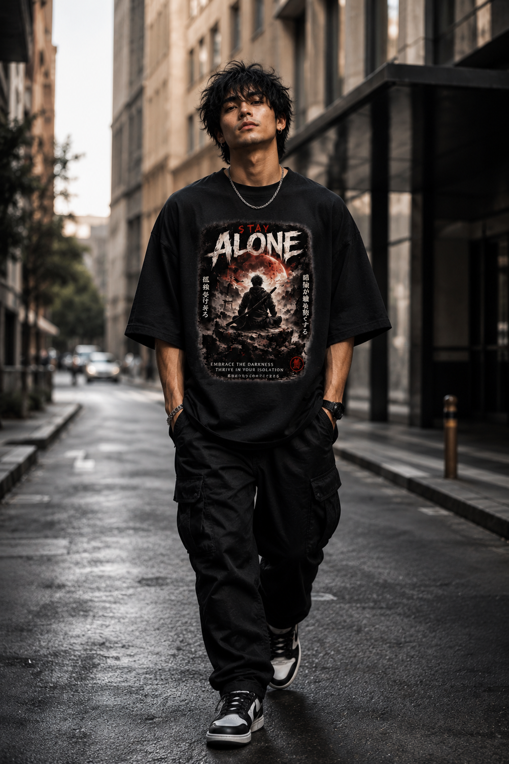 Stay Alone Dark Aesthetic Oversized T-Shirt