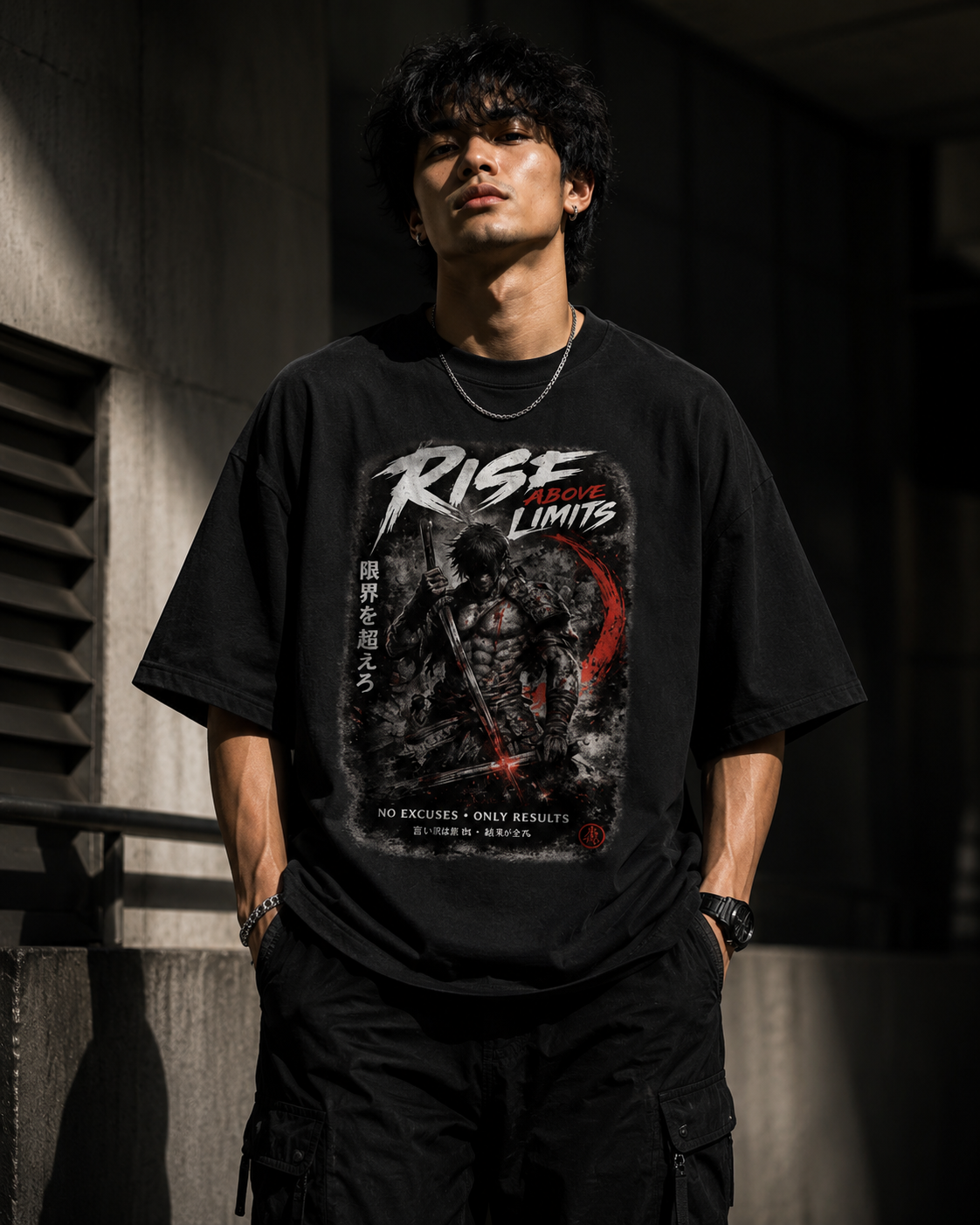 Rise Above Limits Samurai Gym Oversized T-Shirt