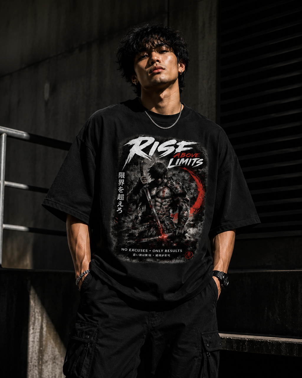 Rise Above Limits Samurai Gym Oversized T-Shirt
