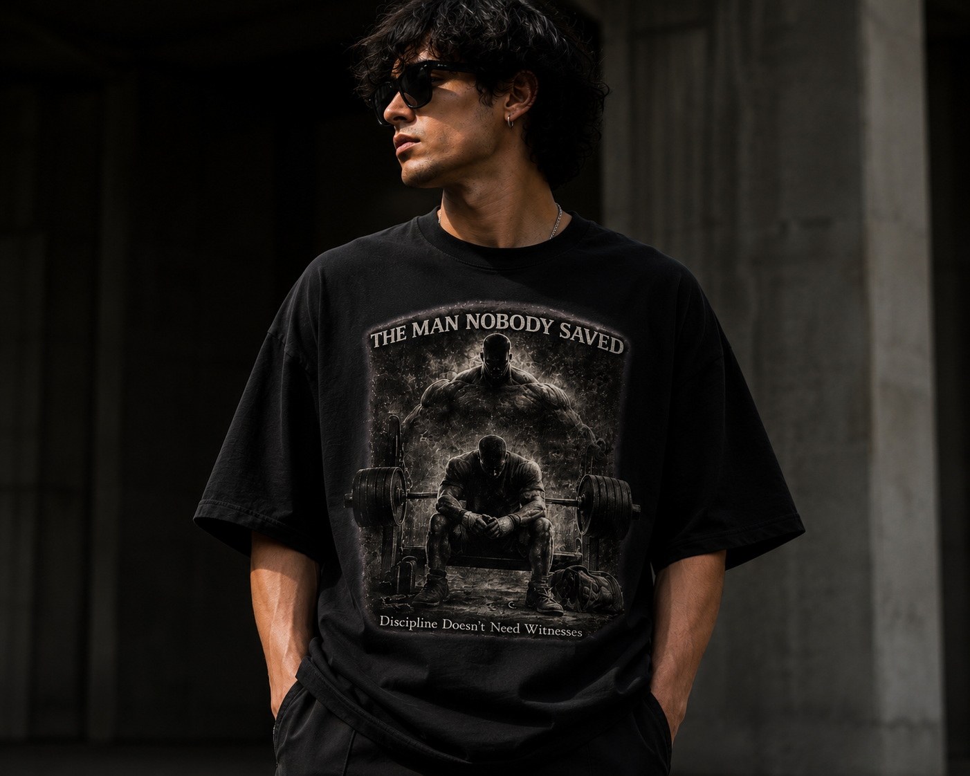 The Man Nobody Saved Motivation Oversized Tee