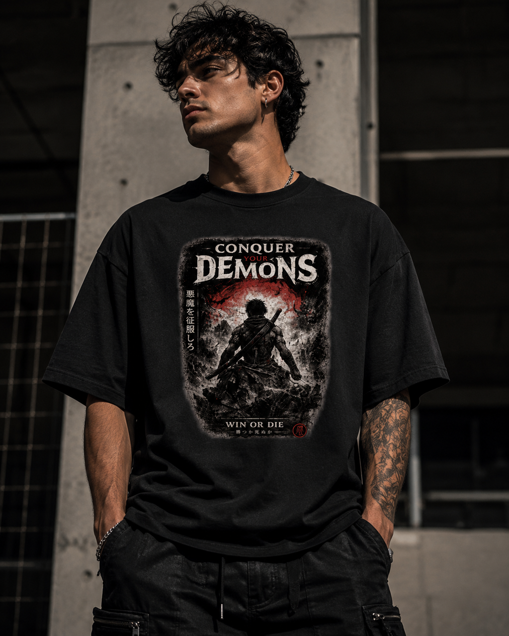 Conquer Your Demons Oversized Graphic T-Shirt