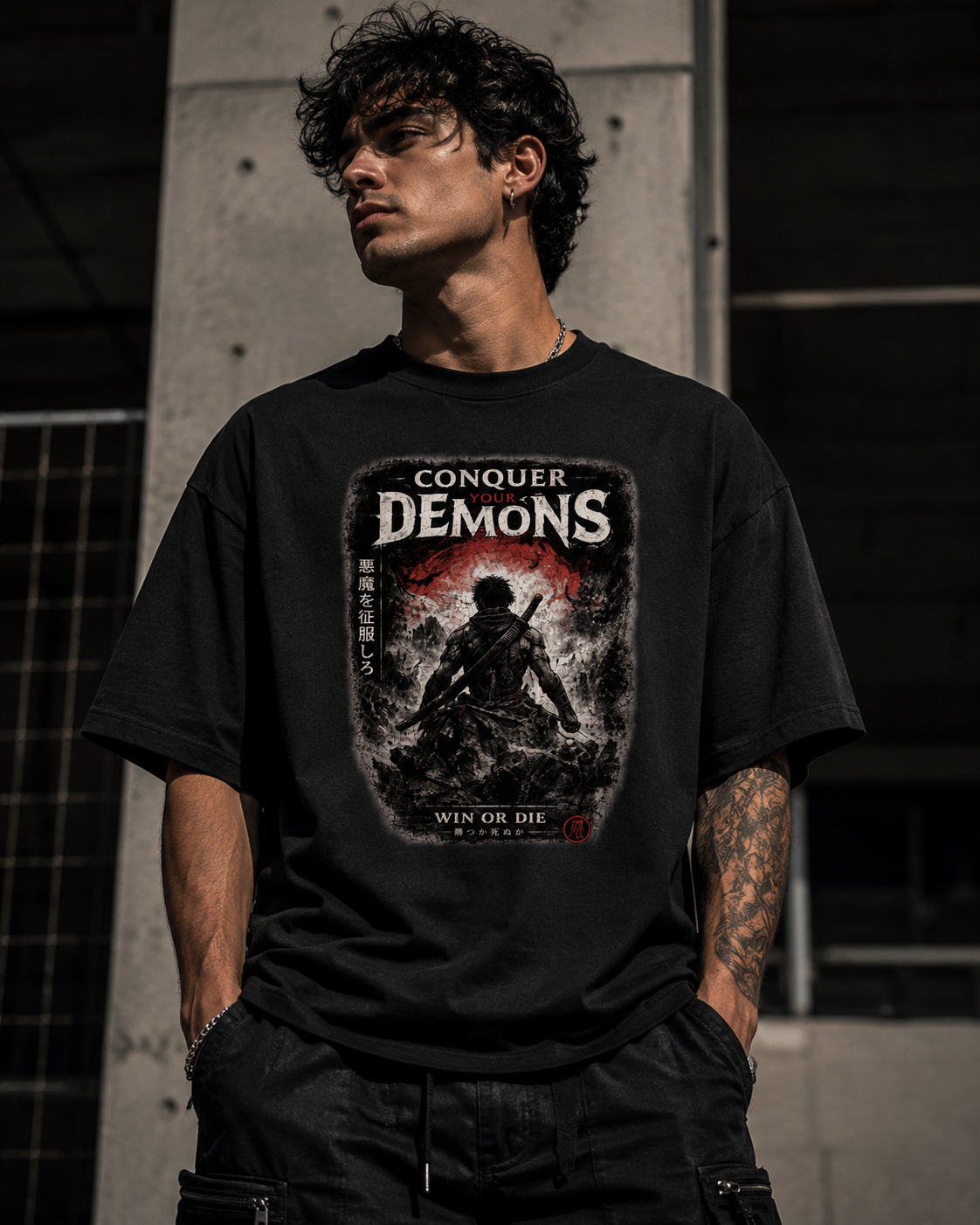 Conquer Your Demons Oversized Graphic T-Shirt
